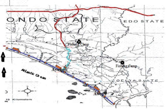 Map Of Ondo State Showing
